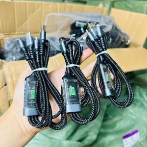 Cáp Sạc 3 Đầu Có Màn Hình Hiển Thị – Sạc Nhanh, Theo Dõi Công Suất Chuẩn Xác